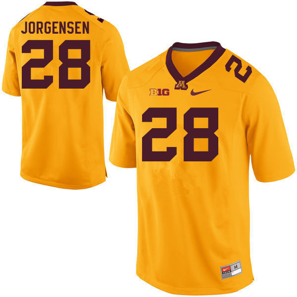 Men #28 Zach Jorgensen Minnesota Golden Gophers College Football Jerseys Sale-Gold